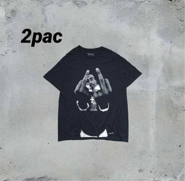 2PAC ブラック 半袖Tシャツ ストリート XLサイズ ビンテージ オフィシャル プリント ラップ ミュージックTシャツ