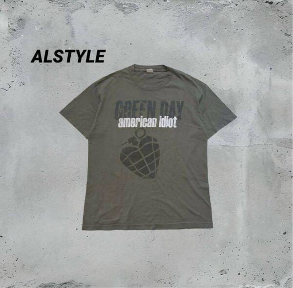 00s ALSTYLE GREEN DAY グリーンデイ ブラウン バンドTシャツ ロックTシャツ 半袖 ヴィンテージTアメカジ ストリート Lサイズ