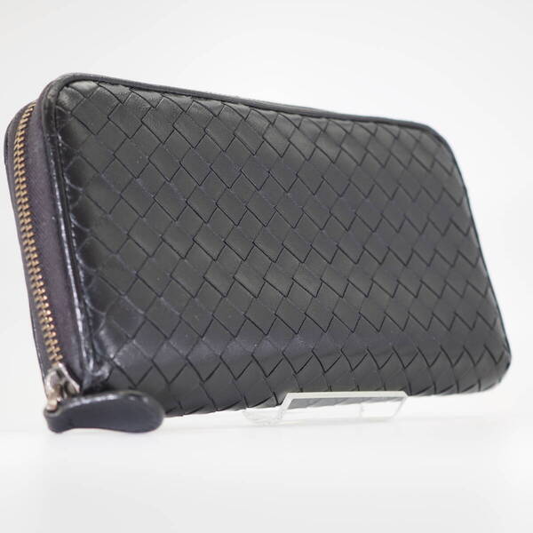 Bottega Veneta ボッテガヴェネタ イントレチャート 長財布 ラウンドファスナー 黒