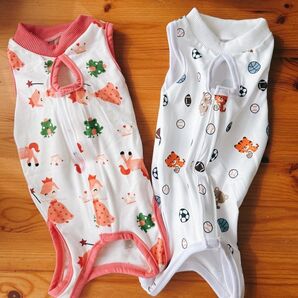 ピンク M 術後ウェア 猫 犬 雄 雌 去勢 避妊 手術服 皮膚傷口保護 ペット 手術 かわいい ペット服