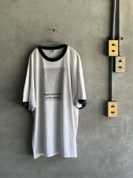 00s 2000年代 GILDAN ギルダン 円周率 π 3.14 リンガー Tシャツ 半袖 トリム ビンテージ プリント ロゴ クルーネック シンプル XXL 2XL
