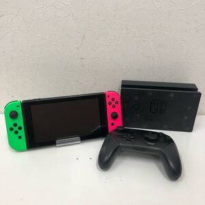 (31)Nintendo 任天堂 switch HAC-001 ニンテンドー スイッチ ネオンピンク ネオングリーン フォートナイト ドック ゲーム 初期化済み