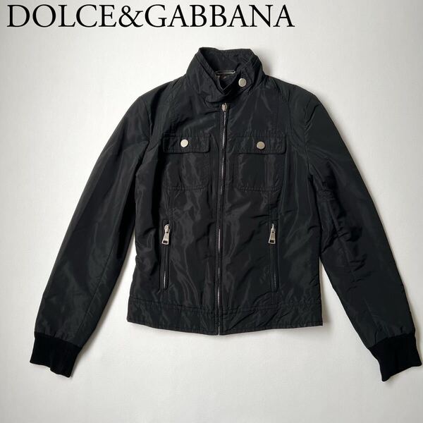 美品 DOLCE&GABBANA ドルチェアンドガッバーナ ジップアップジャケット ブルゾン アウター 裏地レオパード シルク混 40 レディース
