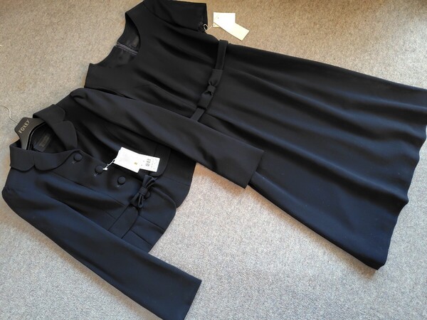 新品 TO BE CHIC ステンカラーウールワンピーススーツ 42(L) 濃紺 107800円 お受験 説明会 卒業式 入園入学式