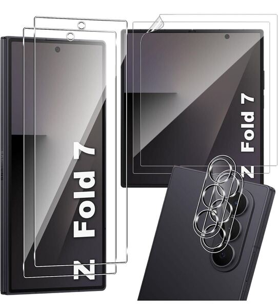 Galaxy Z Fold7 フィルム(4枚)+カメラフィルム(2枚) Mosasa ガラス+TPU 3D設計 反射防止 浮き防止 指紋防止 キズ修復 保護フィルム