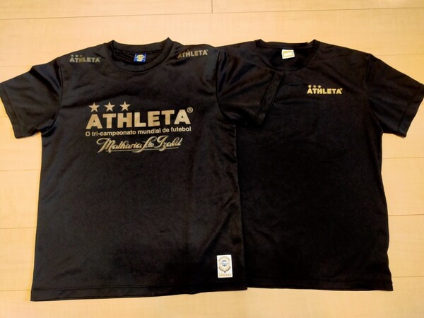 ATHLETA Tシャツ 2枚セット ブラック アスレタ Lサイズ フットサル 半袖Tシャツ サッカー シャツ