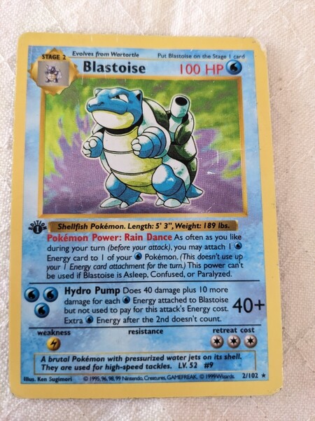 英語版初期 ポケモンカード Blastoise 1st Edition Shadowless カメックス 初版 旧裏 シャドーレス 2/102