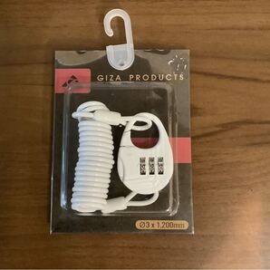 自転車 鍵 GP PL-626 ホワイト ワイヤーロック ダイヤル チェーンロック サドルロック 盗難防止 長さφ3×1200mm