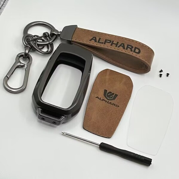 ヴェルファイア専用 30 40系 キーケース キーカバー キーホルダー 金属製 5ボタン 6ボタン スマートキー レザー 金属メタル トヨタ