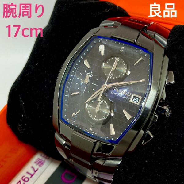 良品☆電池新品☆送料込☆セイコー SEIKO ワイアード WIRED クロノグラフ メンズ腕時計 ブラック/ブルー デルタモデル 7T92-0HT0 AGBV205