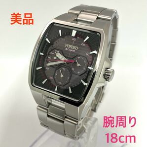 美品☆ソーラー☆送料込☆セイコー SEIKO ワイアード WIRED デイデイト カレンダー機能 メンズ腕時計 ブラック/シルバー V14J-0BA0 AGAD007