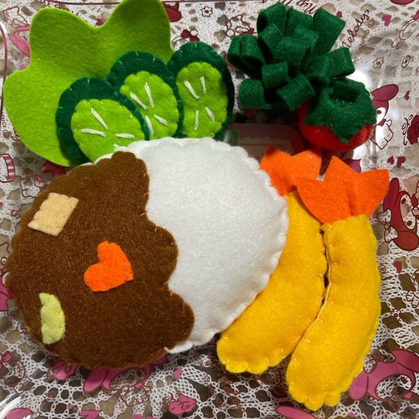 ♪ ako♪ 新品 洗える手作りフエルトおままごと カレーライスセット ハンドメイド 幼稚園 保育園 お家遊び お孫さん