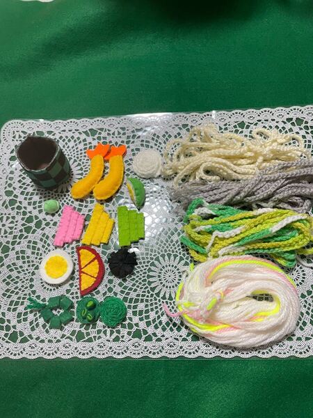 ♪ako♪新品 洗える手作りフエルトおままごと 夏の麺 冷やし中華そうめんうどんそばセット ハンドメイド お家遊び お孫さん