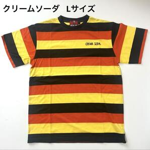 CREAM SODA ボーダー Tシャツ 黒黄赤 クリームソーダ Lサイズ 送料無料 ロックンロール 新品未使用品 ロカビリー