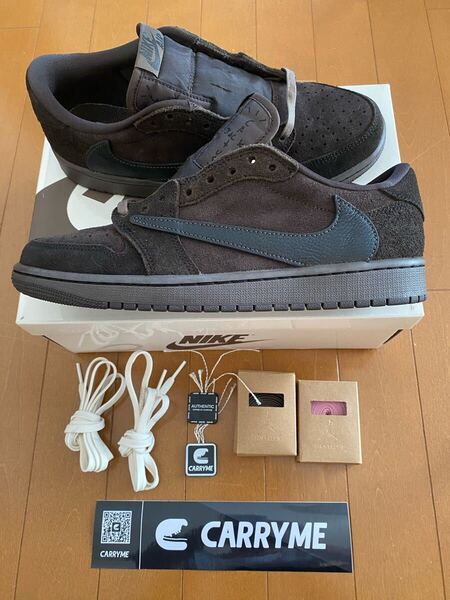 即決 Travis Scott × Nike Air Jordan 1 Retro Low OG SP VELVET BROWN US9 27.0cm トラビス スコット ナイキ エア ジョーダン ブラウン