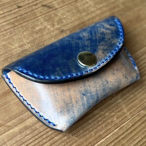 MGコインケース【送料無料】手縫い ロカドシェルコードバン・マーブルブルー・カラーオーダー可(メール受付)solorileather.blog.jp