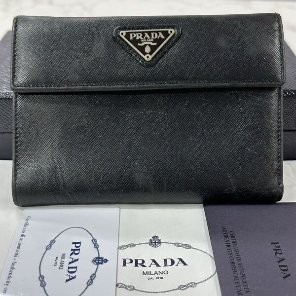 プラダ PRADA 財布 三つ折り 折り財布 サフィアーノ 三角ロゴ レディース メンズ