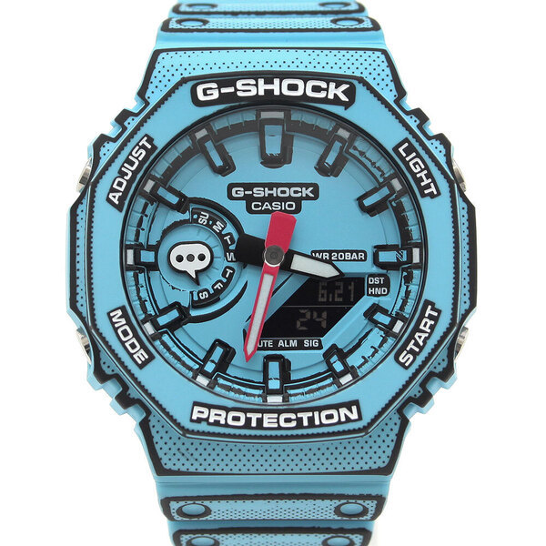 中古 美品 CASIO カシオ 腕時計 G-SHOCK Gショック 2100 Series GA-2100MNG-2AJR MANGA THEME マンガテーマシリーズ 電池式 水色 Aランク