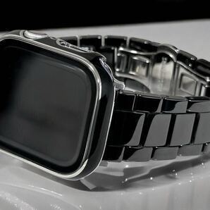 ブラック★アップルウォッチバンド ウルトラカバー Apple Watchセラミックベルト ステンレスバックル 全面保護ケース 49 46 45 44 41 40mm