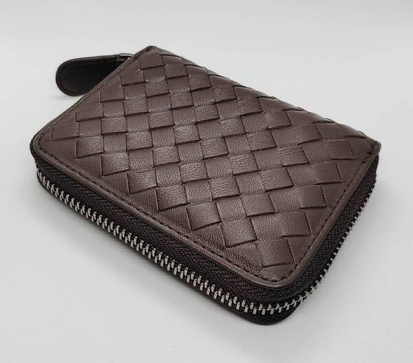 小銭入れ コインケース カードケース 小物入れ メンズ シープスキン 羊本革 レザー カラー ダークブラウン ラウンドファスナー 高級レザー