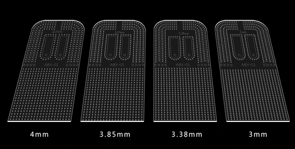直角丸穴コーナー カッティングホール定規 4セット (3mm 3.38mm 3.85mm 4mm) アクリル型 型紙 レザークラフト