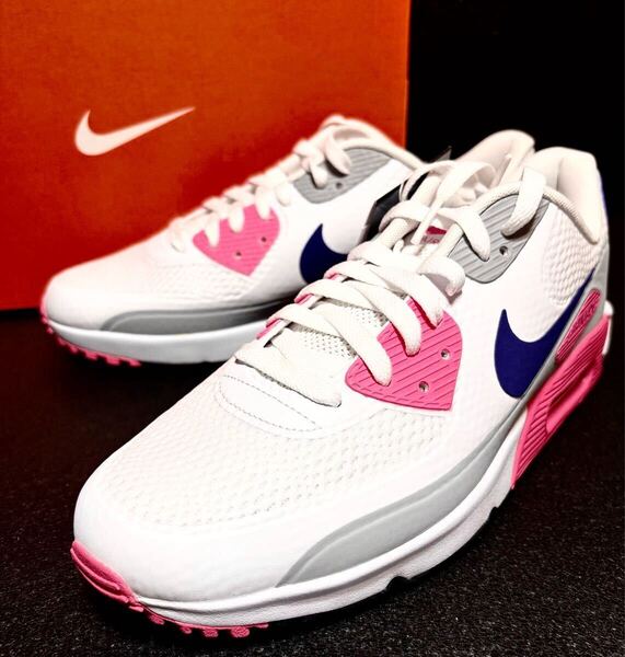 ☆送料込■新品26.5cm■ナイキ エア マックス90 G AIR MAX 90 GOLF ゴルフシューズ ホワイト/レーザーピンク/コンコルド【定価.23430円】