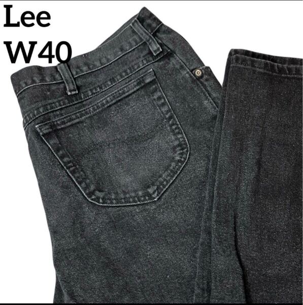 Lee リー 00s ブラックデニム ジーンズ色褪せフェード黒W40L30極太 デニム ジーパン