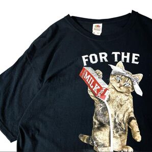 US古着 ネコ 猫 アニマルTシャツ アニマルプリント かわいい レディースXL 黒ブラック 古着 Tシャツ 半袖Tシャツ