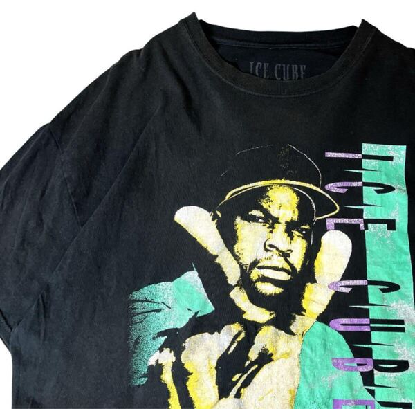 ICECUBE アイスキューブ 00sラップTシャツ 色褪せフェード黒2XL 古着 ブラック 黒 半袖 Tシャツ