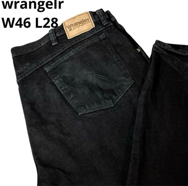 wrangelr 00sブラックデニム ジーンズ極太バギーストレートW46L28 デニムパンツ 古着 ジーンズ ストレート バギーデニム