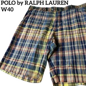 RALPH LAUREN マルチチェック ショーツ ハーフパンツW40 良配色 ハーフパンツ チェック マドラスチェック柄 古着 00s
