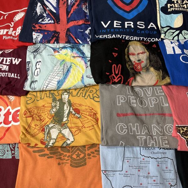 16着セット Lサイズのみ US輸入Tシャツまとめ売り 人気卸売 アメリカ古着 Tシャツ プリント 半袖 アメカジ ロゴ カラーmix 洗濯済み