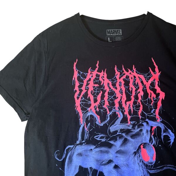ヴェノム VENOM マーベル MARVEL アメコミTシャツ コミック Tシャツ ブラック 黒 L 古着