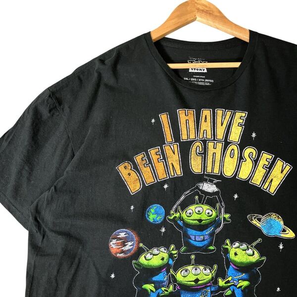 Disney ディズニー ピクサー トイストーリー リトルグリーンメン キャラクターTシャツ 2XL 古着 半袖Tシャツ 黒ブラック ビッグサイズ