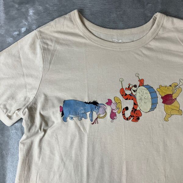 プーさん Disney ディズニー キャラクターTシャツ かわいい イーヨー ティガー ベージュ レディース XL 00s 古着 Tシャツ キャラTシャツ