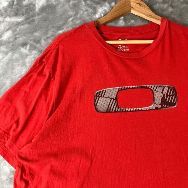 OAKLEY オークリー 00s y2k センターロゴTシャツ 古着 半袖Tシャツ Tシャツ コットン 赤レッド 2XL ビッグシルエット