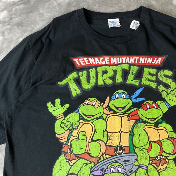 ミュータントタートルズ 00s アメコミTシャツ キャラクターTシャツ 古着 半袖 Tシャツ 黒ブラック XL ビッグシルエット