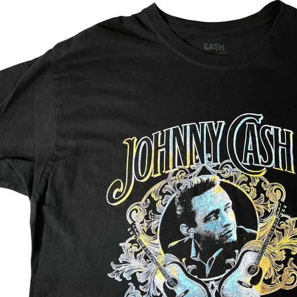 ジョニーキャッシュ 00s ミュージックTシャツ アーティスト 黒ブラック 古着 バンドTシャツ 2XL ビッグシルエット