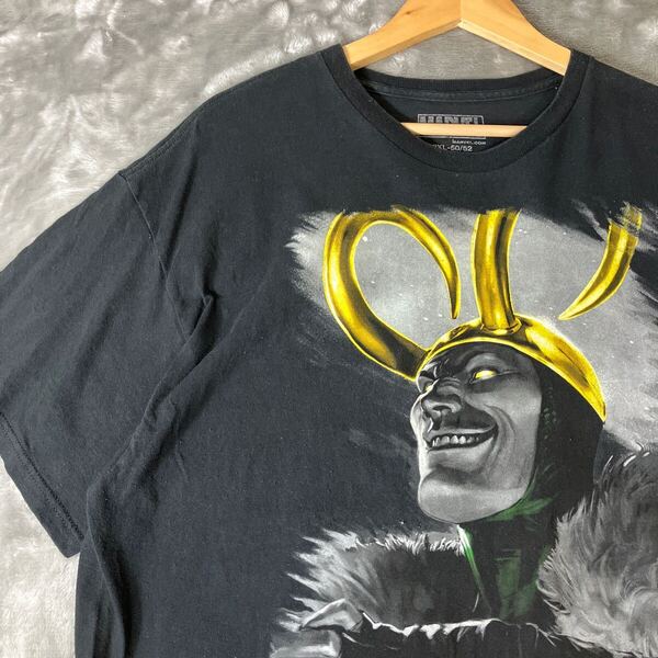 ロキ MARVEL マーベル 00s アメコミTシャツ キャラクターTシャツ ヴィラン ビッグプリント 黒ブラック 2XL ビッグシルエット 古着