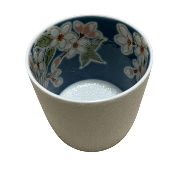 九谷焼 ロックグラス 湯呑み コップ 和食器 白ホワイト ブルー青 青郊窯 中古品 送料無料