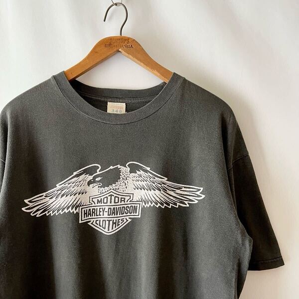 90s HARLEY DAVIDSON イーグル Tシャツ ブラック ユーロ製 ビンテージ 90年代 ハーレーダビッドソン 鷲 バイカー オリジナル ヴィンテージ