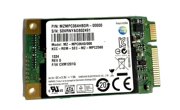 SAMSUNG MZMPC064HBDR 64GB SSD mSATA 2149H