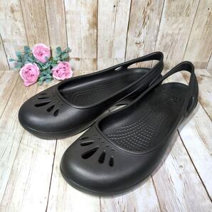 【クロックス】W8☆マリンディ☆フラットシューズ☆黒☆ブラック☆crocs☆サンダル☆パンプス☆レディース靴