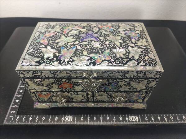 ■送料無料!■朴 鎬仁作・螺鈿細工宝石箱・H9×W18×D12cm■小物入れ■小引き出し■ジュエリーボックス■韓国伝統工芸品!