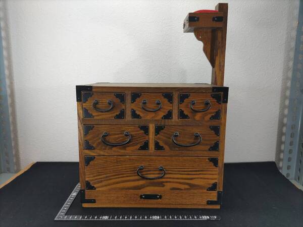 ■送料無料!■櫓(やぐら)付き・針箱・H45×W32×D20cm■裁縫箱■小物入れ■小引き出し■民芸箪笥!