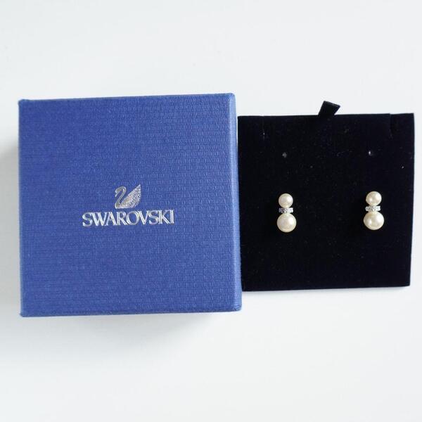 【美品】スワロフスキー クリスタルパール ピアス