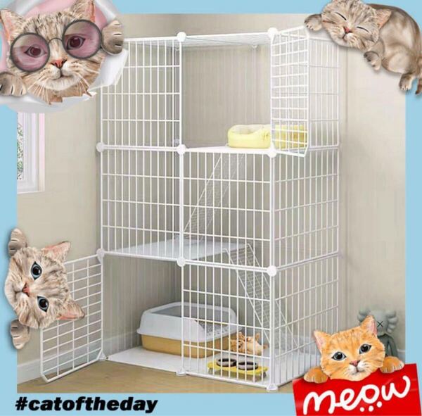 新品 3段 ペットケージ 猫ゲージ キャットケージ 簡単組み立て式 白
