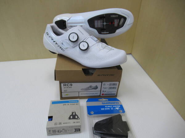 シマノ S-PHYRE RC903 白 EU41 25.8cm ロード SPD-SL クリート&カバーセット 付