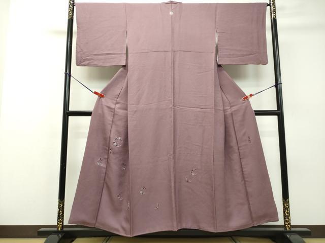 色留袖 本場加賀友禅【鶴見保次】松竹に橘 正絹 灰薄青色 一つ紋 袷着物 広衿 色留袖 本場加賀友禅【鶴見保次】松竹に橘 正絹 灰薄青色 一