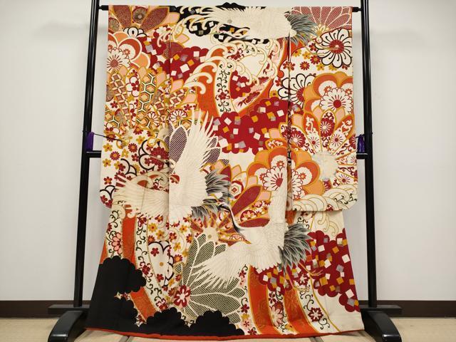 正絹☆アンテークお振り袖☆金駒刺繍☆豪華絢爛☆大正ロマン 中振袖 アンティーク 豪華 金駒刺繍 束ね熨斗 曇文様 正絹 振袖 y167